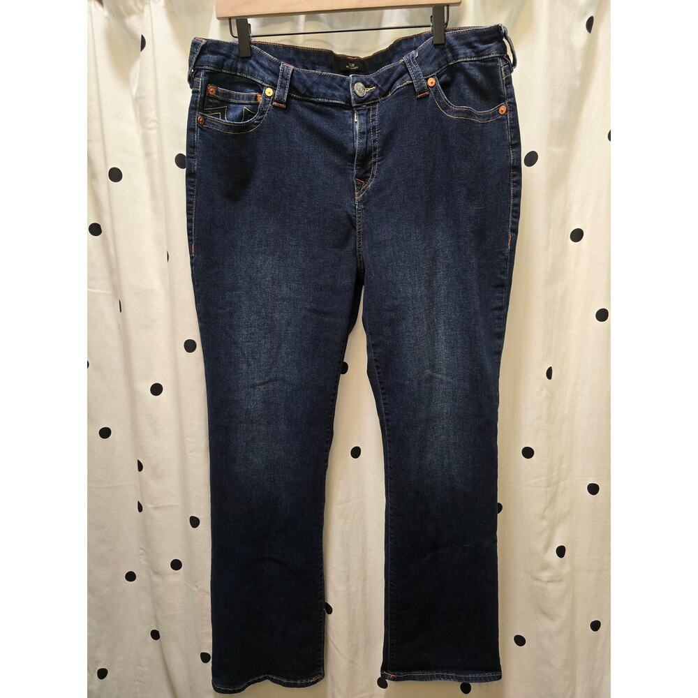 True Religion Billie mid rise‎ straight jeans dark wash size 36